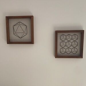 Geometric Wooden Wall Art Set - Brown and Black